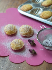 Madeleines dusted with Rose Petal Sugar