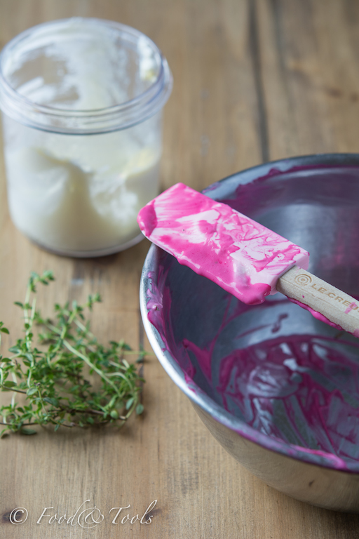 Youghurt, Mixing Bowl, Spatula and Fresh Thyme